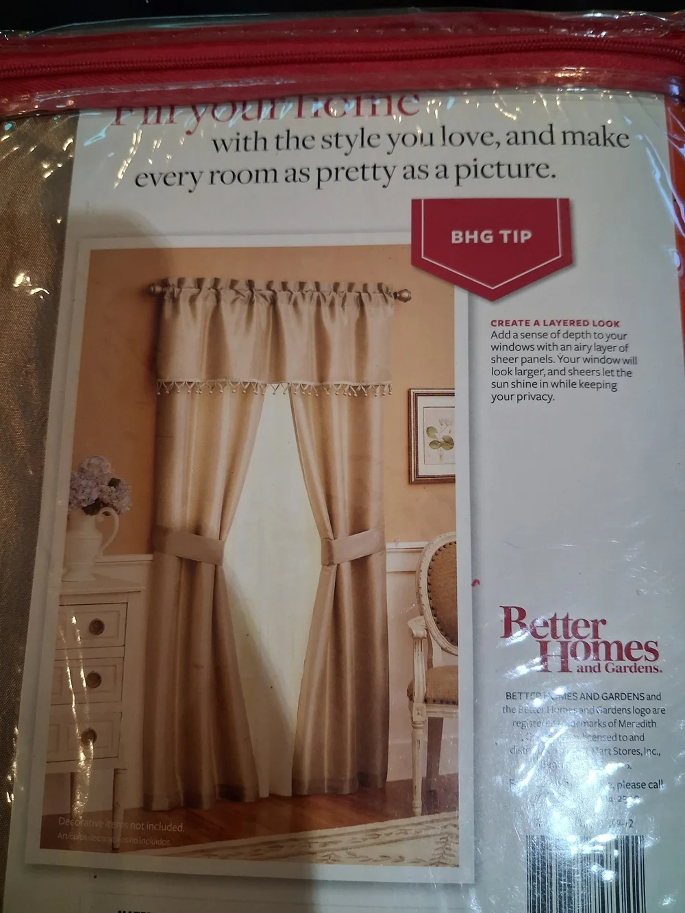 Better Homes And Gardens Taffeta Curtain Set in Light Beige with Tassels